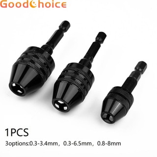 Keyless Drill Chuck 1/4" Quick Change Aluminum alloy Drill Bit Black Practical