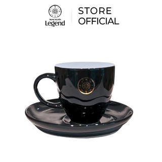 Bộ tách đĩa gốm espresso đen trung nguyên legend - 90 ml