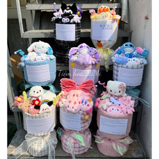 Bó hoa Gấu bông đứng quà tặng cao cấp (Tặng kèm túi đèn) - Decor bàn học, quà tặng kỉ niệm, sinh nhật