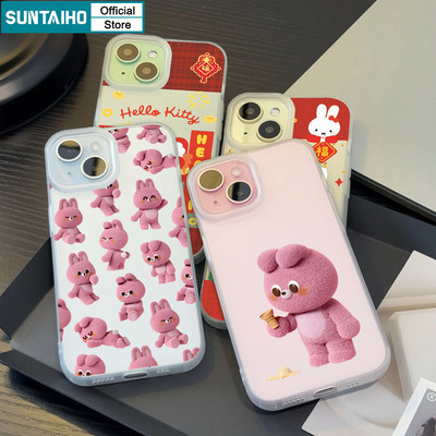 Suntaiho Hoạt Hình Vui Nhộn Họa Tiết Mèo Thỏ Trong Suốt Mờ Dành Cho Iphone 16 15 14 12 13 11 Pro Max IP 7 8 Plus Iphon X Xs XR Xs Max TPU Silicon Mềm Cao Cấp Chống Sốc Ốp điện thoại