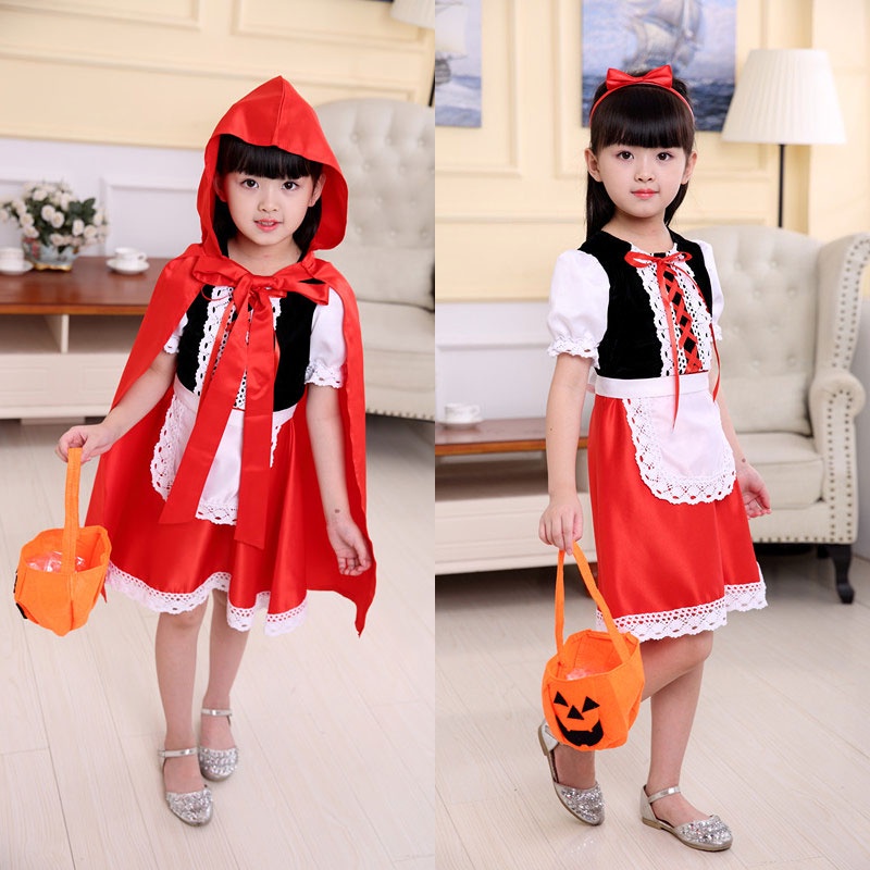 Momo Đầm Hóa Trang Cô Bé Quàng Khăn Đỏ Cho Bé Gái
