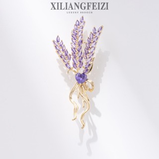  Trâm Cài Tai Lúa Mì Lãng Mạn Màu Tím Đính Đá Zircon Tinh Tế Phụ Kiện Quần Áo Thời Trang Quà Tặng Corsage Pin Unisex 