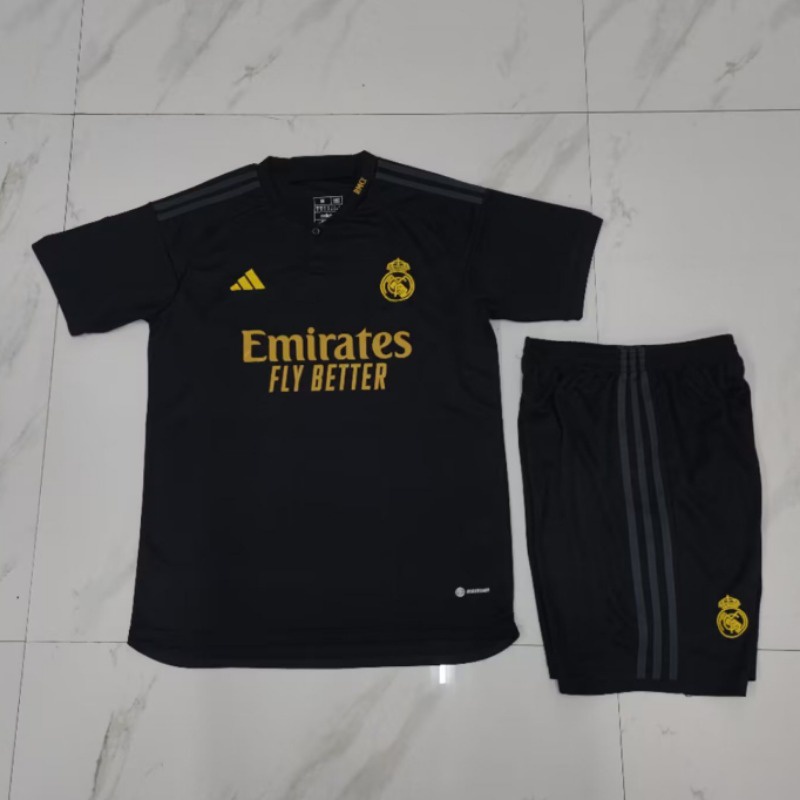 Áo Thun Thể Thao Tay Ngắn Màu Đen In Logo real madrid Size s-Xl Thời Trang Cho Nam Size 23-24