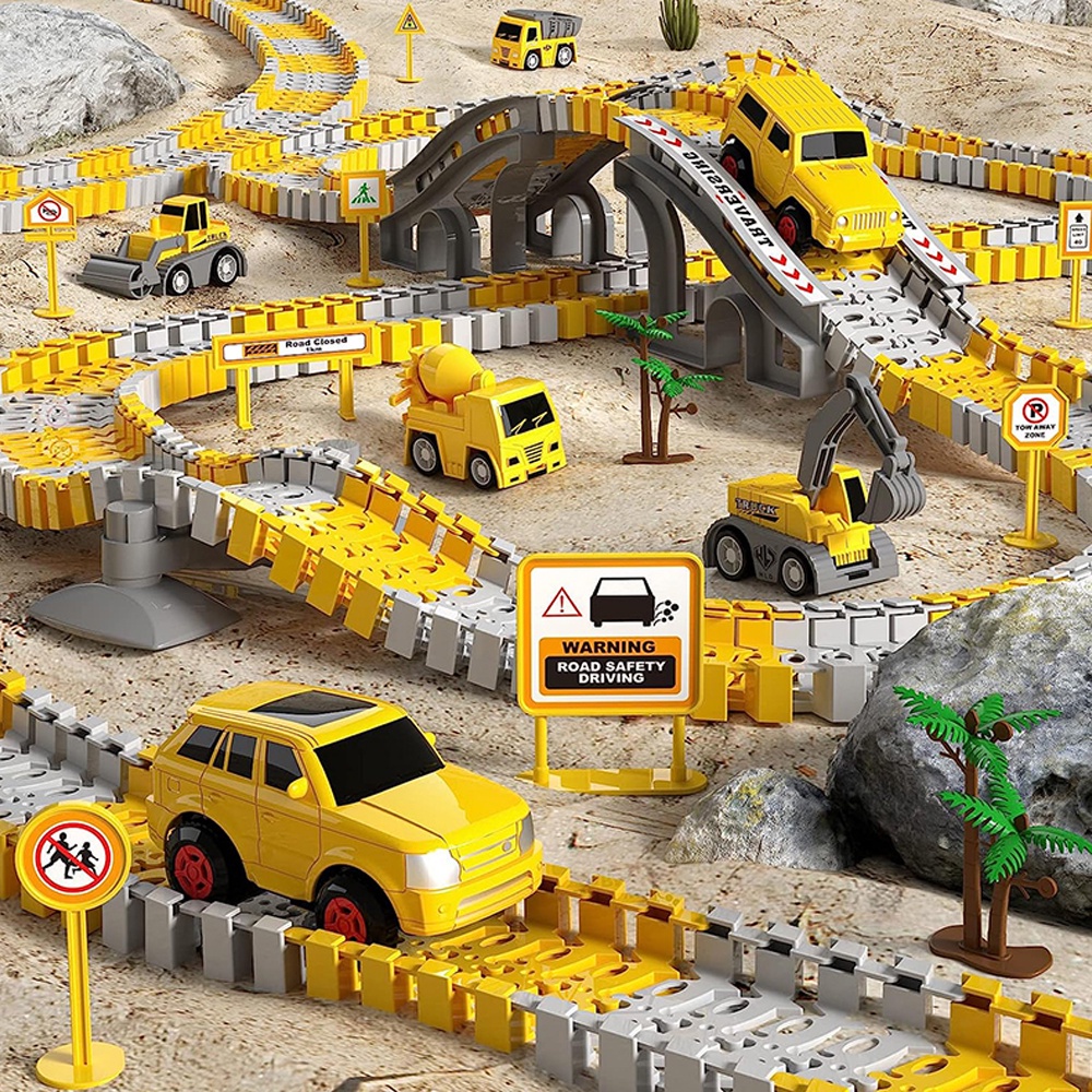 CONSTRUCTION RACE TRACKS FOR KIDS BOYS TOYS CAR TOY FLEXIBLE TRACK PLAYSET DIY RAILWAY