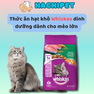 Thức ăn hạt khô WHISKAS cho mèo lớn dạng hạt vị cá ngừ túi 1.2kg