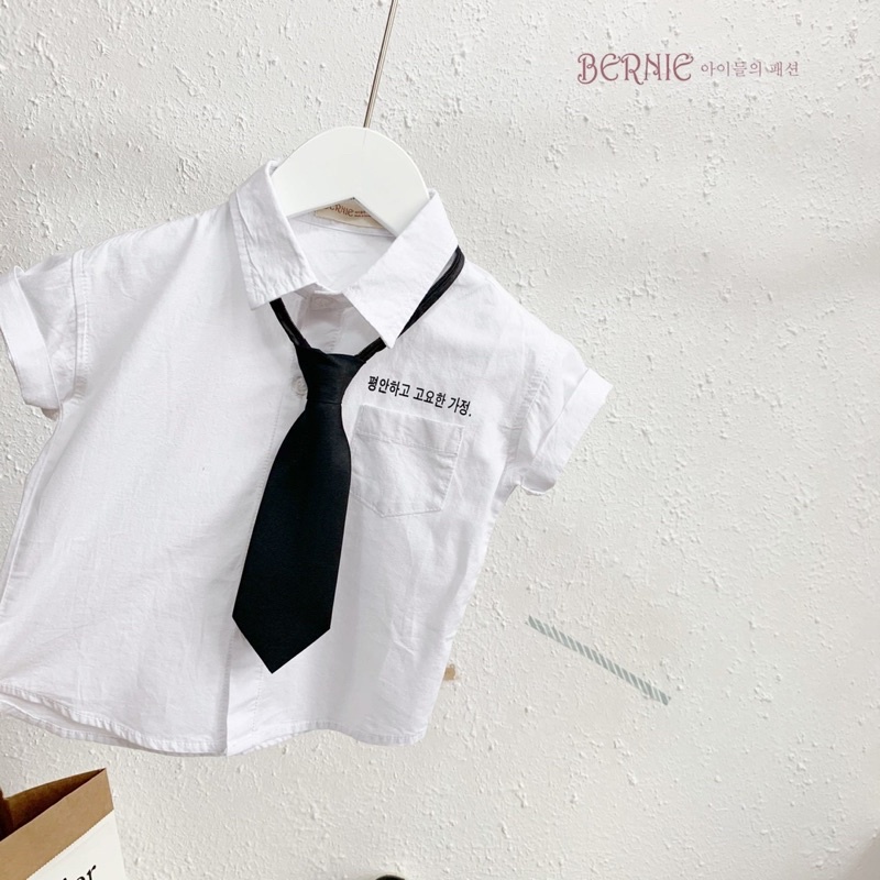 SET SƠ MI CỘC TAY KÈM CÀ VẠT CHO BÉ