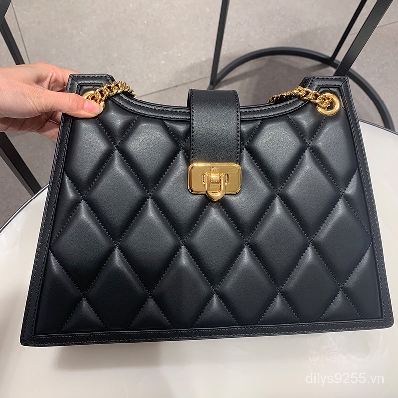 Thời Trang cnk23 Mới 30151307 Túi Đeo Vai Họa Tiết Kim Cương Phối Dây Xích Thời Trang Cho Nữ