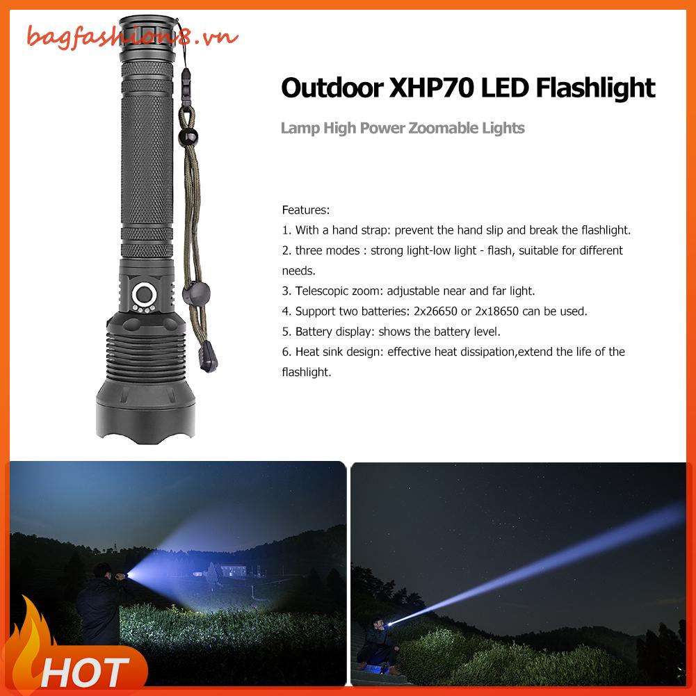 Vận chuyển nhanh  Đèn Pin LED XHP70 3 Chế Độ 2000LM Đèn Pin IPX4 Chống Nước Siêu Sáng AU