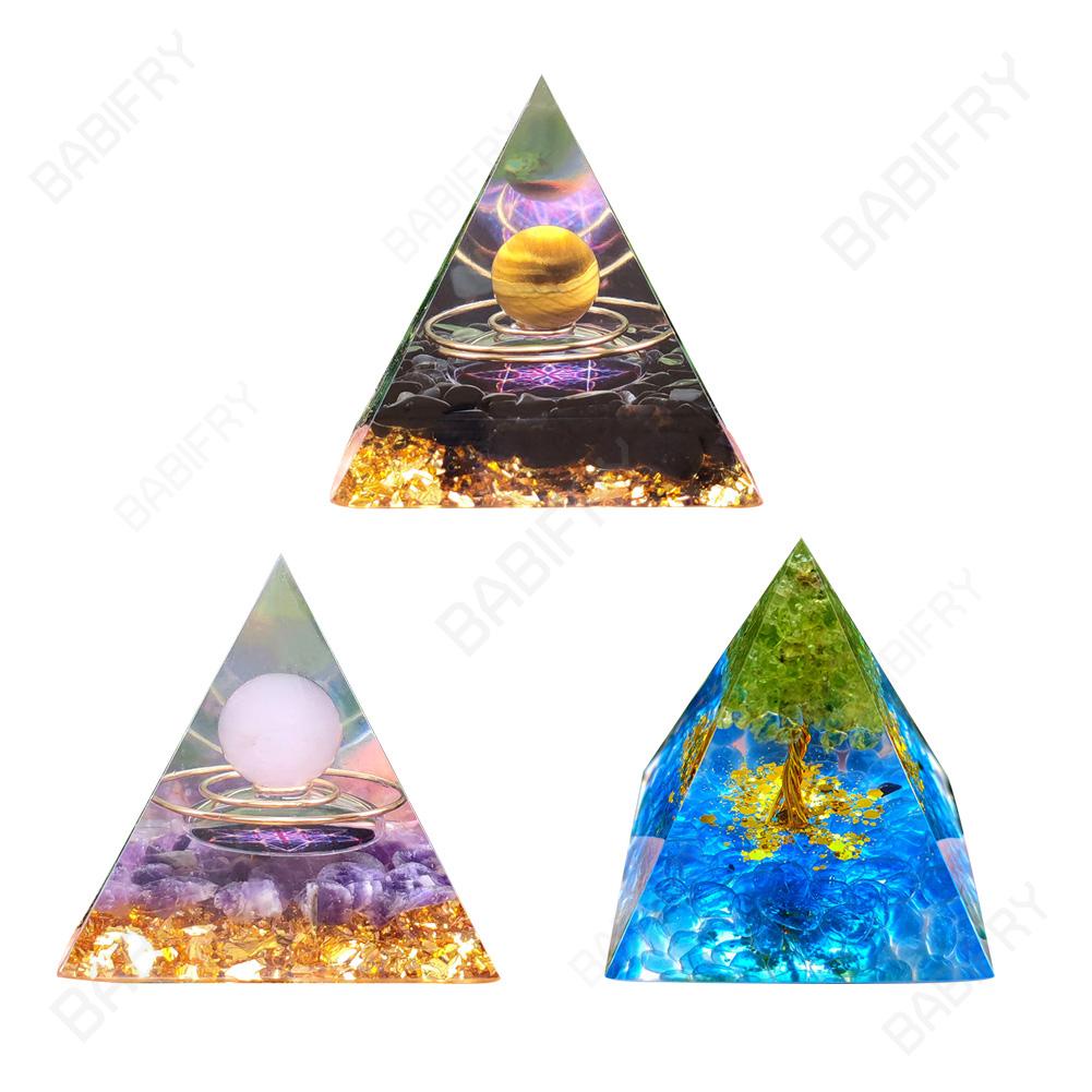 Đồ Chơi Trí Tuệ Biến Dạng Kim Tự Tháp orgonite amethyst peridot Pha Lê