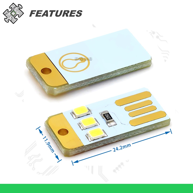 ENGLAB★Mô-đun LED USB di động, Bảng mạch phát sáng đầy đủ màu sắc 5V