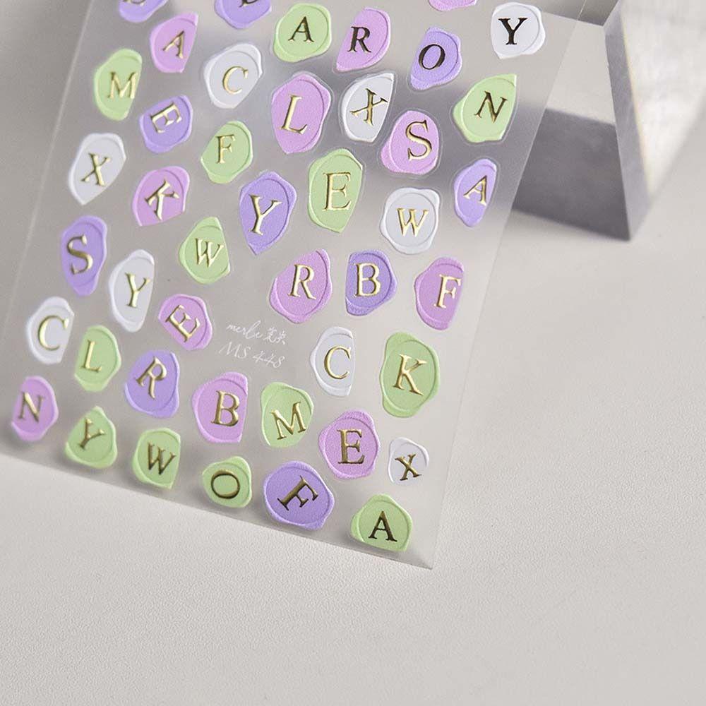 Ahour1 Miếng Dán Trang Trí Móng Tay Họa Tiết Chữ Tiếng Anh / Vỏ Sò / Bướm / Trái Tim Màu Đồng