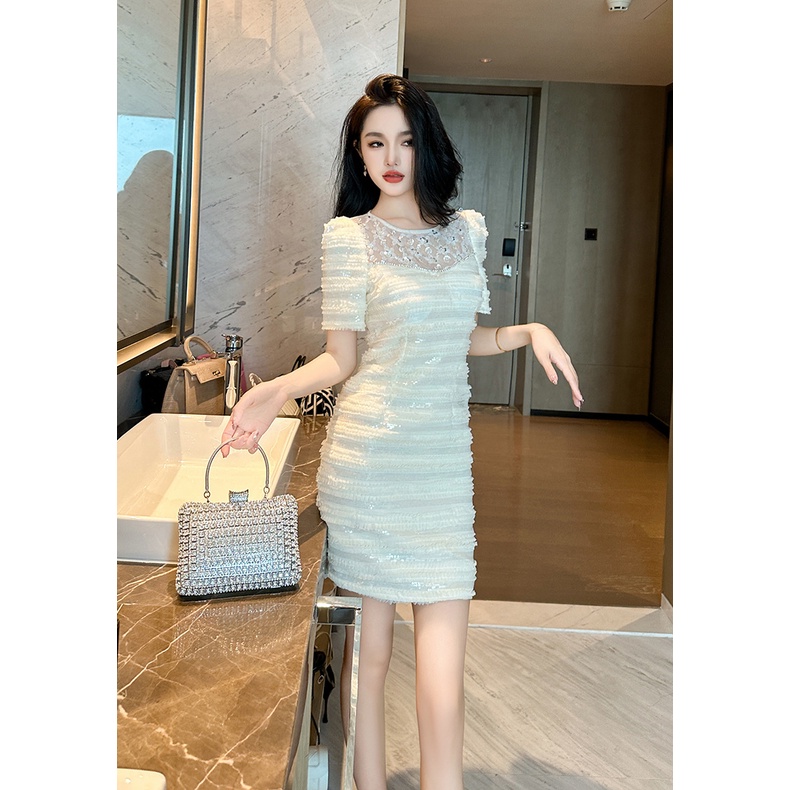 ZYHT Đầm Nước pháp Cổ tròn Mini Mảnh mai thanh lịch thời trang đầm dáng xoè 40147