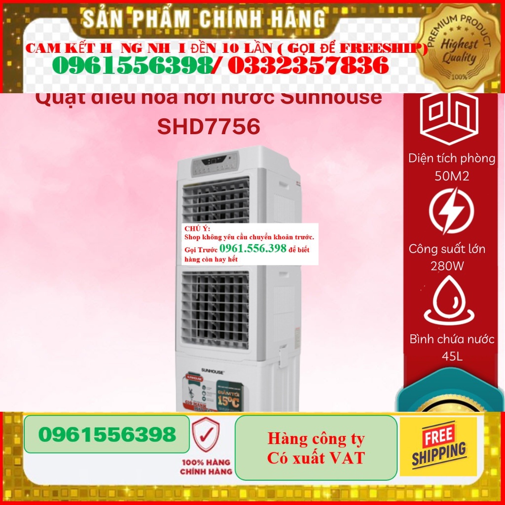 'New' Quạt điều hòa hơi nước Sunhouse SHD7756- Mới 100%