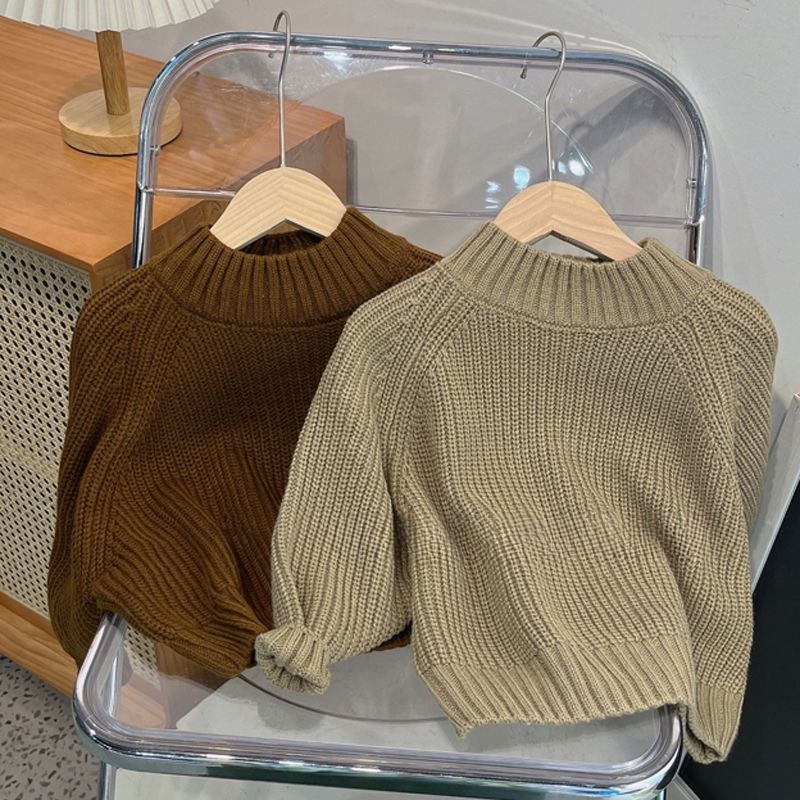 ❤Áo Dệt Kim Tay Dài Màu Trơn Phong Cách Hàn Quốc Thời Trang Mùa Thu Xinh Xắn Cho Bé Trai Và Gái