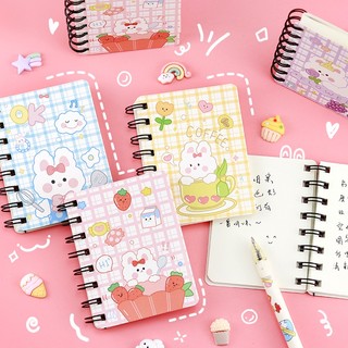 Sổ tay lò xo a7 80 tờ hoạ tiết thỏ dễ thương 10.5x8cm