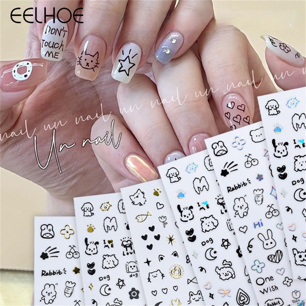 Sticker Dán Móng Tay Hình Thỏ poodle Dễ Thương