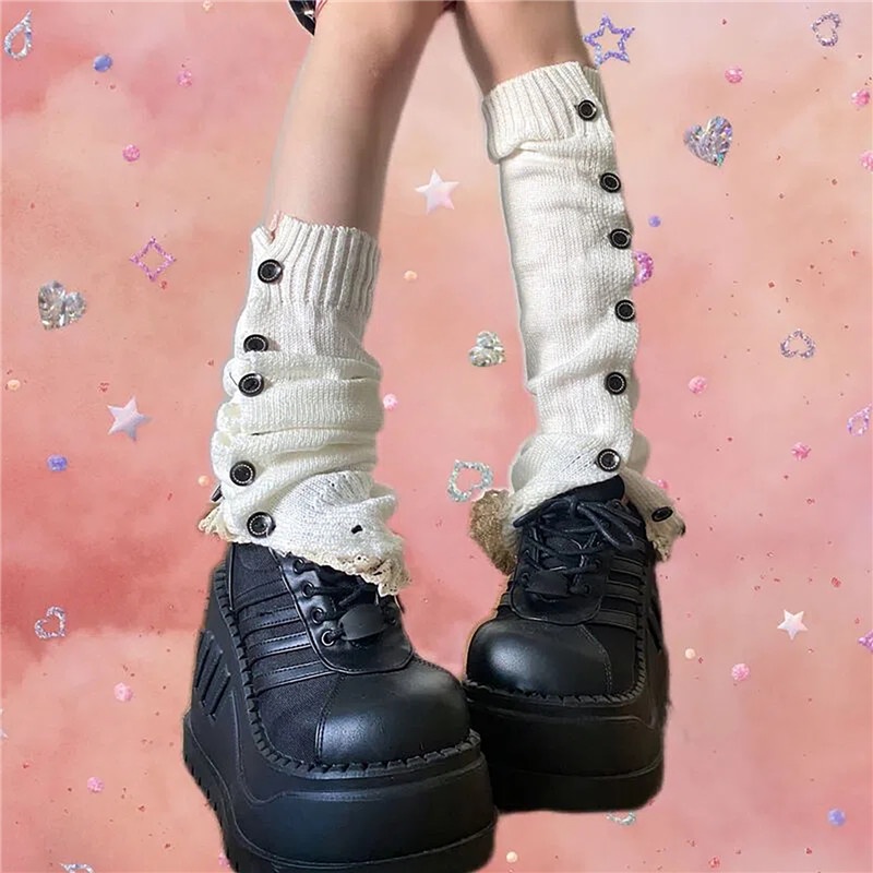 Vớ Dài Dệt Kim Giữ Ấm Chân Phong Cách lolita Nhật Bản Cho Nữ