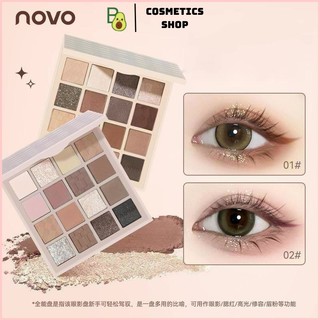 Bảng Phấn Mắt NOVO 16 Màu Tông Hồng Tím Tone Cam Đất Lấp Lánh  Màu Lì Bền Màu Lâu Trôi NO.5763 