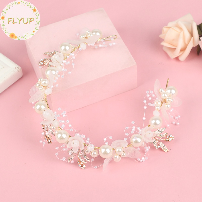 Flyup Vòng Hoa Đính Ngọc Trai Giả Thanh Lịch Cho Cô Dâu vn