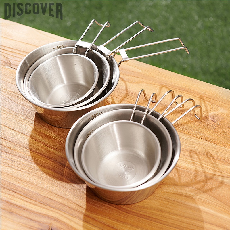 Bát Inox 304 Có Tay Cầm Gấp Gọn, Bát An Dã Ngoại, Phượt, Du Lịch, Cắm Trại Camping