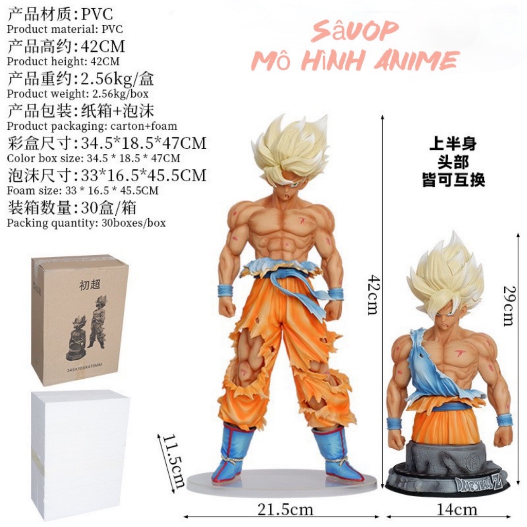 Mô hình Son Goku Namek 2 đầu 2 thân thay thế cao cấp cao 42cm hàng mới nhất  SẴN HÀNG