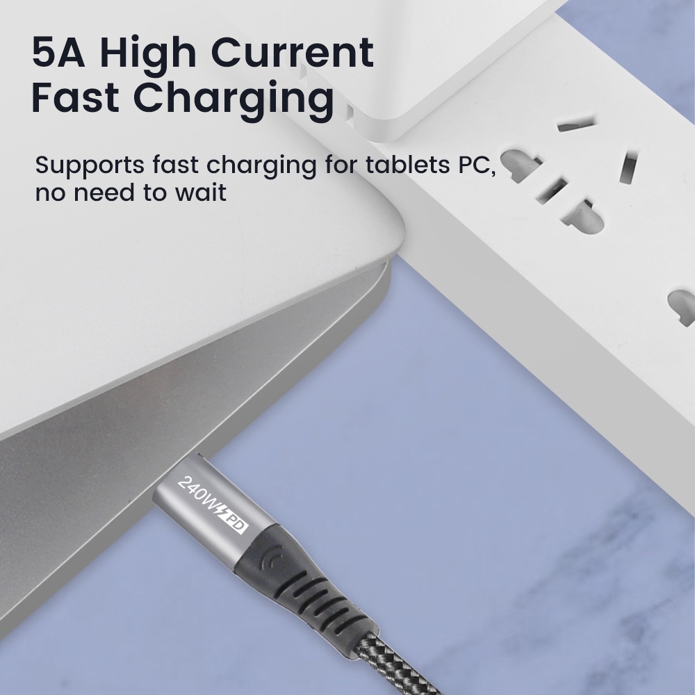 Elough PD 240W Elbow Super Fast Charging Cable Type C To Type C Wire Cable Data Cord