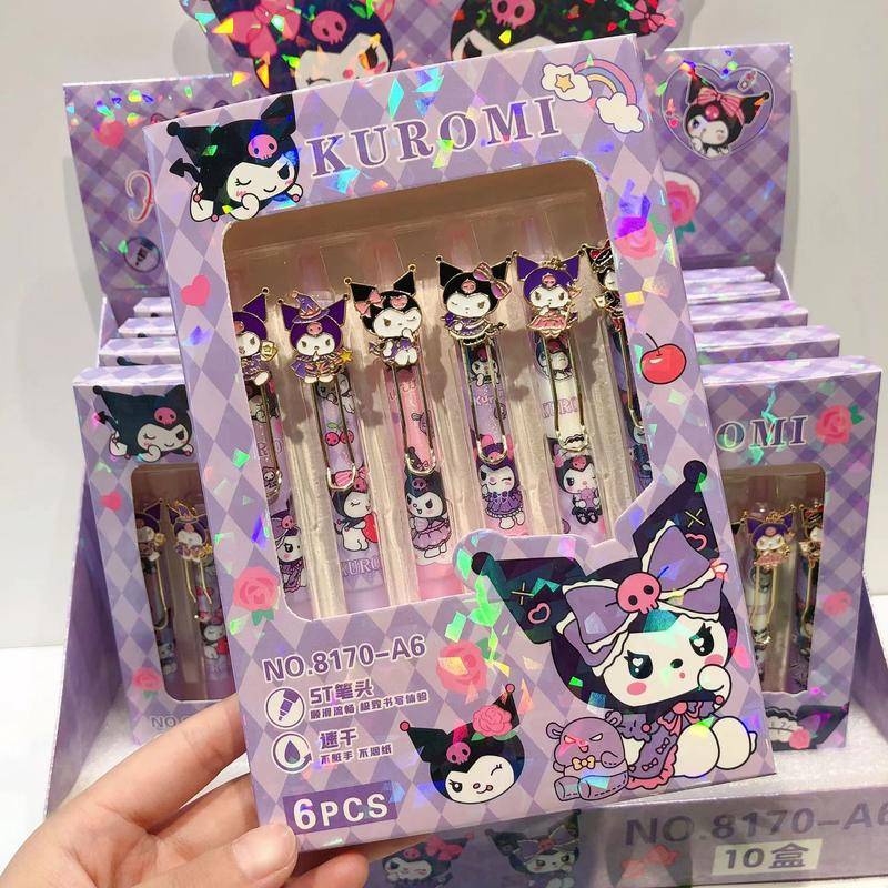 Set 6 Bút Mực gel Ngòi 0.5mm Bằng Hợp Kim Nhôm Hình sanrio Dễ Thương Làm Quà Tặng Cho Học Sinh