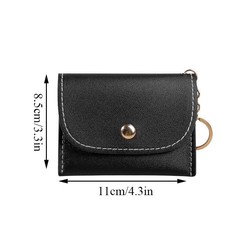 Ví Ngắn Mini Màu Trơn Đơn Giản Có Móc Treo Chìa Khóa / Thẻ Tiện Dụng