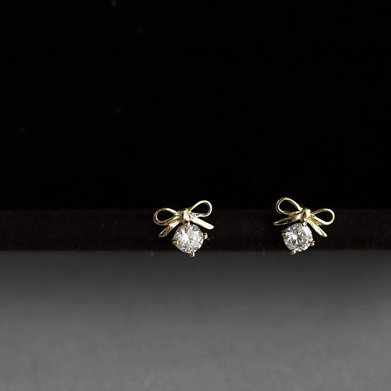 Bông Tai Mạ Vàng Hình Chiếc Nơ Đính Đá Pha Lê Thời Trang Cho Nữ