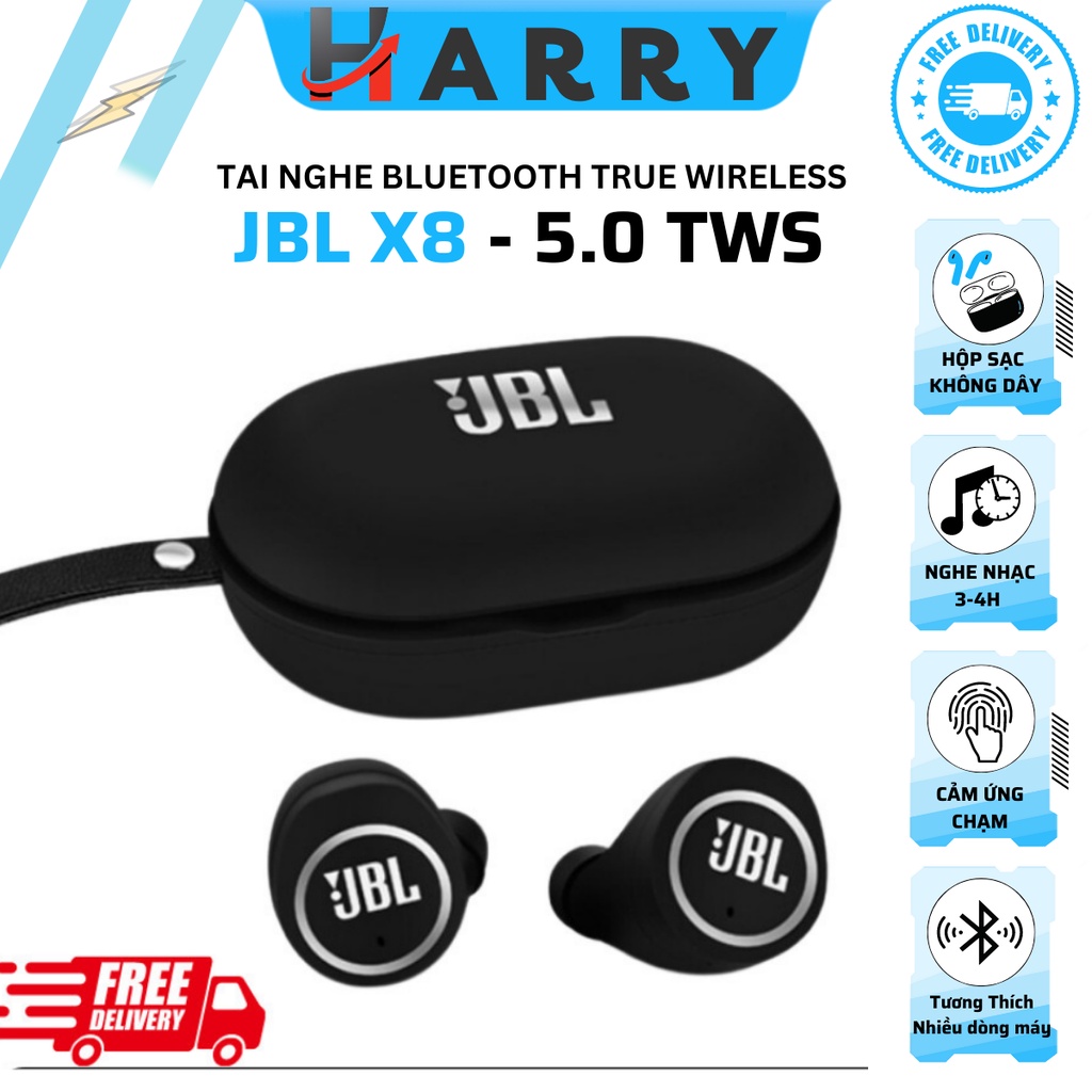 Tai nghe Bluetooth True Wireless JBL X8 TWS - Không Dây 5.0TWS HeadsetsTrue. Chống ỒN Chống Nước. Nhỏ Gọn.
