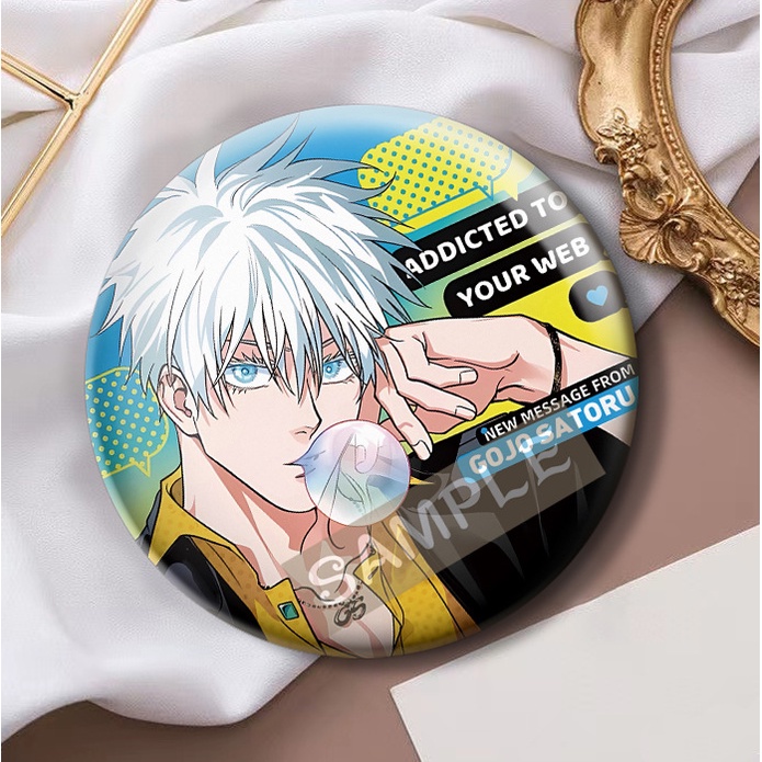 Ghim Cài Áo Hình Tròn Họa Tiết Hoạt Hình anime gojo satoru geto Sugururu Goo Supur