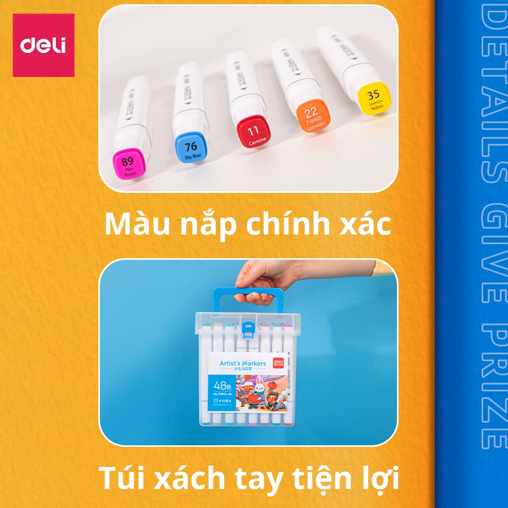[HỌA CỤ DELI] Bút Lông Màu Marker Chuyên Nghiệp Hộp Nhựa An Toàn Cho Bé - Có Giấy Chứng Nhận - Phân Loại Màu Đa Dạng