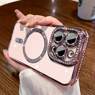 Sang Trọng Ốp Điện Thoại tpu Mềm Trong Suốt Chống Sốc Từ Tính Bảo Vệ Ống Kính Cho iphone 14 pro max 13 12 11 pro max xs max xr 7 8 plus