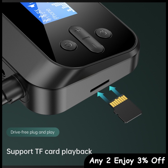 Zevaret Cáp Chuyển Đổi Âm Thanh aux bluetooth 5.0 Có Màn Hình 3.5mm