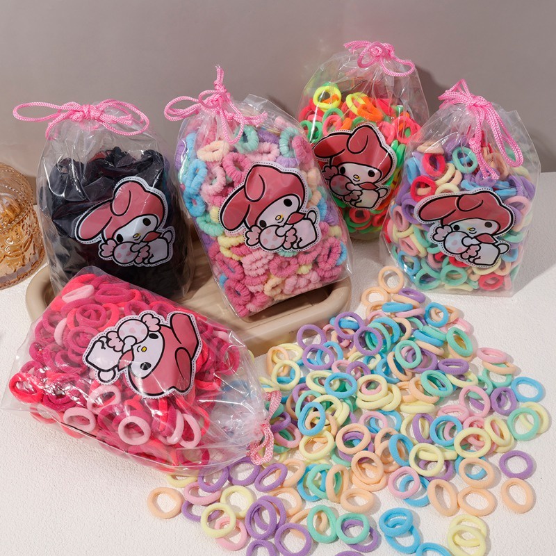 Túi 300 Dây Thun Buộc Tóc Nhiều Màu Sắc Dành Cho Bé Gái