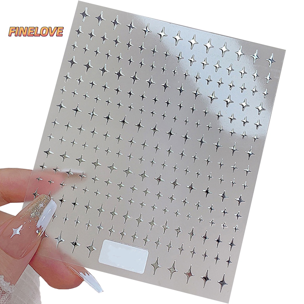 Miếng Dán Móng Tay Tự Dính Siêu Mỏng Màu Trắng / Đen / Bạc / Vàng Ánh Sao Lấp Lánh Không Phai Màu Dễ Dán diy