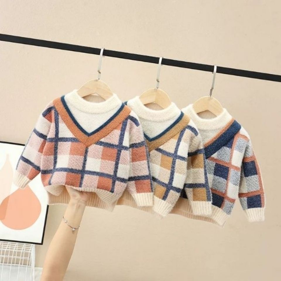 Áo sweater Dệt Kim Dày Dặn Thời Trang Thu Đông 2023 Cho Bé Trai phlis