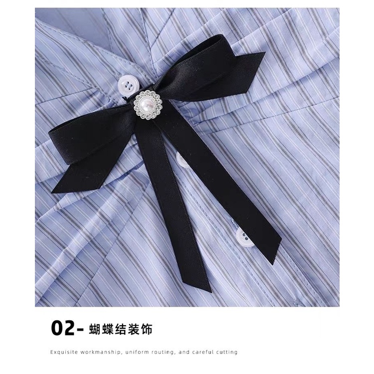 Áo Thun polo Ngắn Tay Màu Trơn Họa Tiết Kẻ Sọc Đính Nơ Dễ Thương Thời Trang Mùa Hè Cho Bé Gái