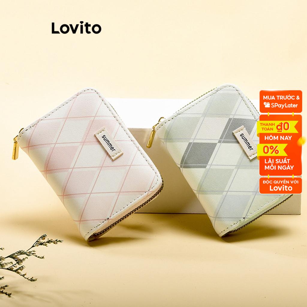 Ví Lovito màu trơn có khóa kéo thời trang thường ngày cho nữ L60AD196 (Hồng/Xanh dương/Vàng)