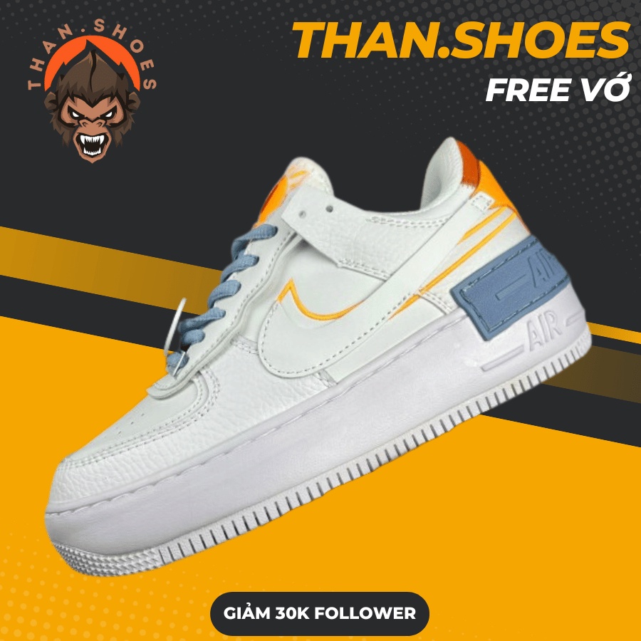 Giày AF1 Shadow Be Kind, AF1 Shadow Trắng Móc Xanh Trắng - Than.Shoes