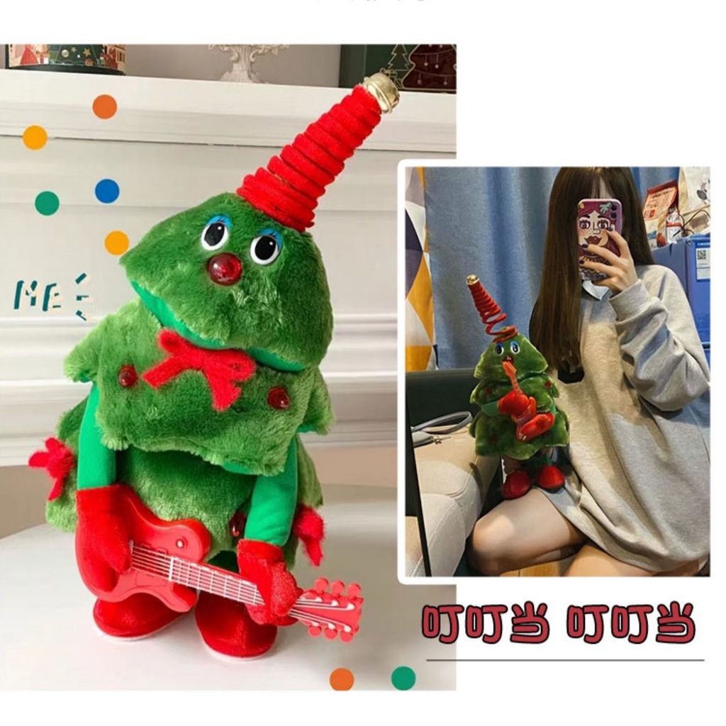 Panda~Đồ chơi nhồi bông Cây thông Noel ngộ nghĩnh + ca hát và nhảy múa Giáng sinh búp bê quà tặng ngày lễ trang trí Đồ chơi mô phỏng quà sinh nhật 0306