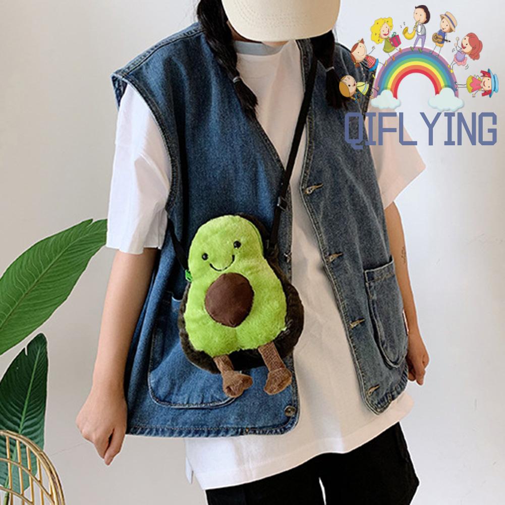 Túi Đeo Chéo Đựng Điện Thoại Hình Trái Bơ Hoạt Hình Dễ Thương Giản Dị Dành Cho Bạn Nữ