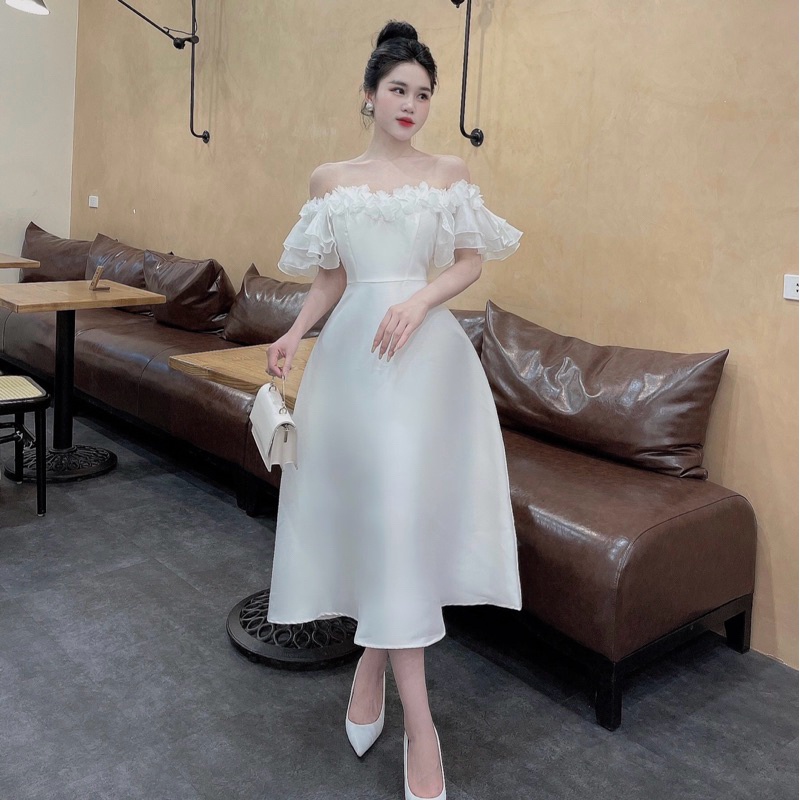 Váy Tapta Dài Tay Tơ Tầng Đính Hoa miin