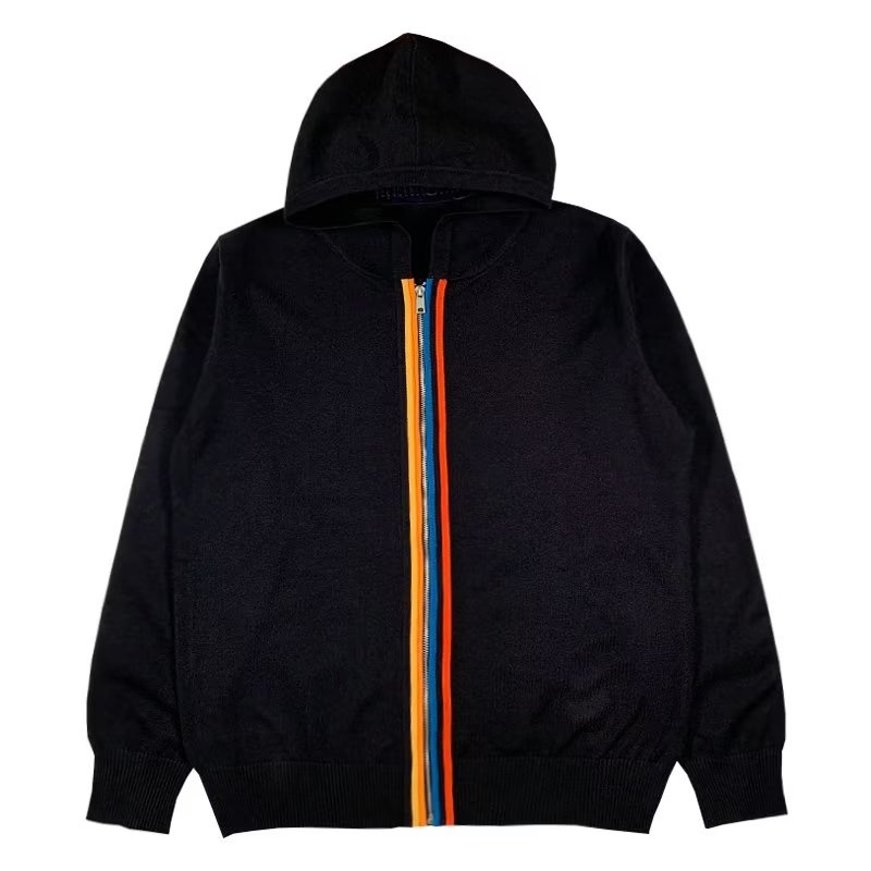 Áo Khoác cardigan Dệt Kim Có Khóa Kéo Phối Màu Sắc Tương Phản Phong Cách Âu Mỹ Thời Trang Mùa Thu Cho Nam