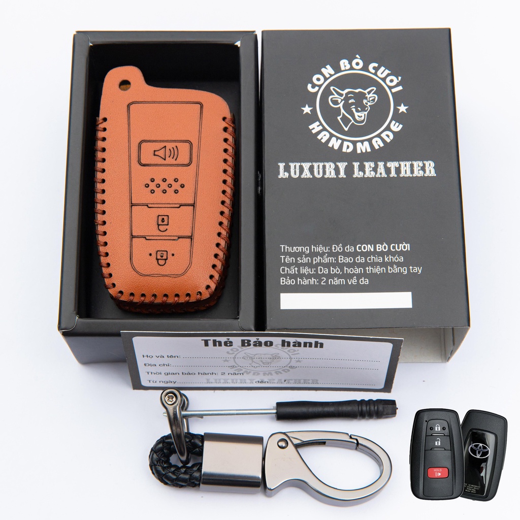 Bao Da Toyota Corolla Cross 2019-2022, Bao Da Chìa khoá da bò thật bảo hành 2 năm, Khắc Tên & Số ĐT Chủ Xe