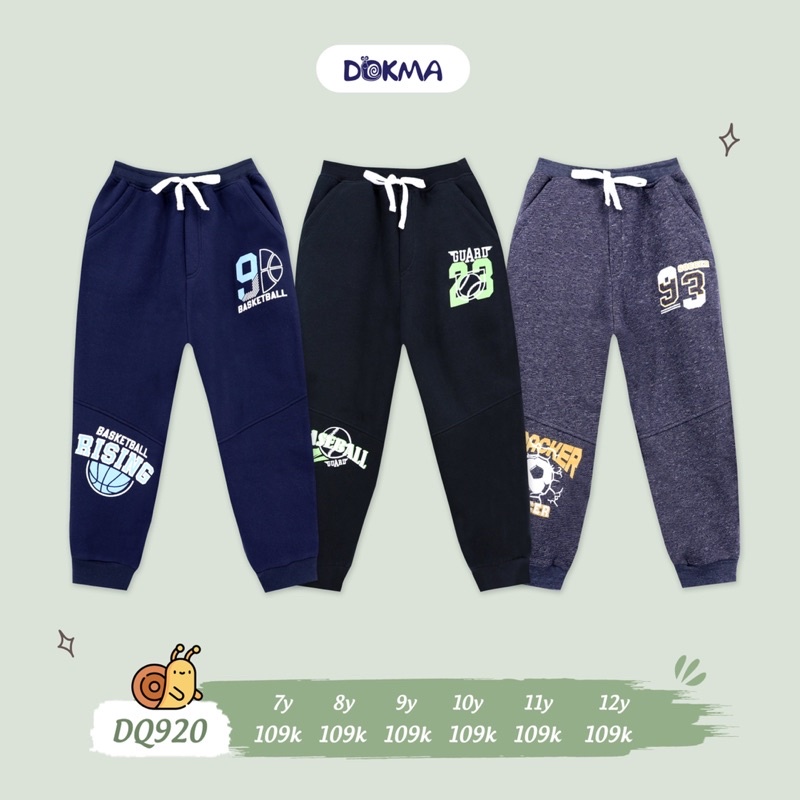 Quần dài cotton Dokma lót nỉ cho bé 2-6y DQ1854 PL