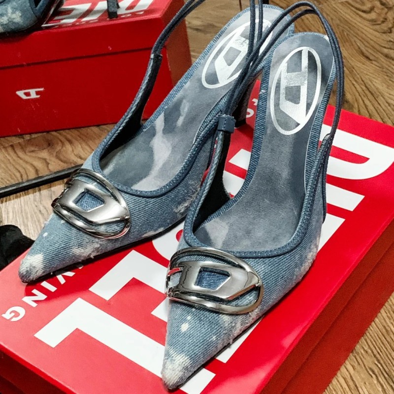 Giày Cao Gót Hở Ngón Màu Bạc Chất Liệu denim Thời Trang Mùa Hè 2023 Cho Nữ