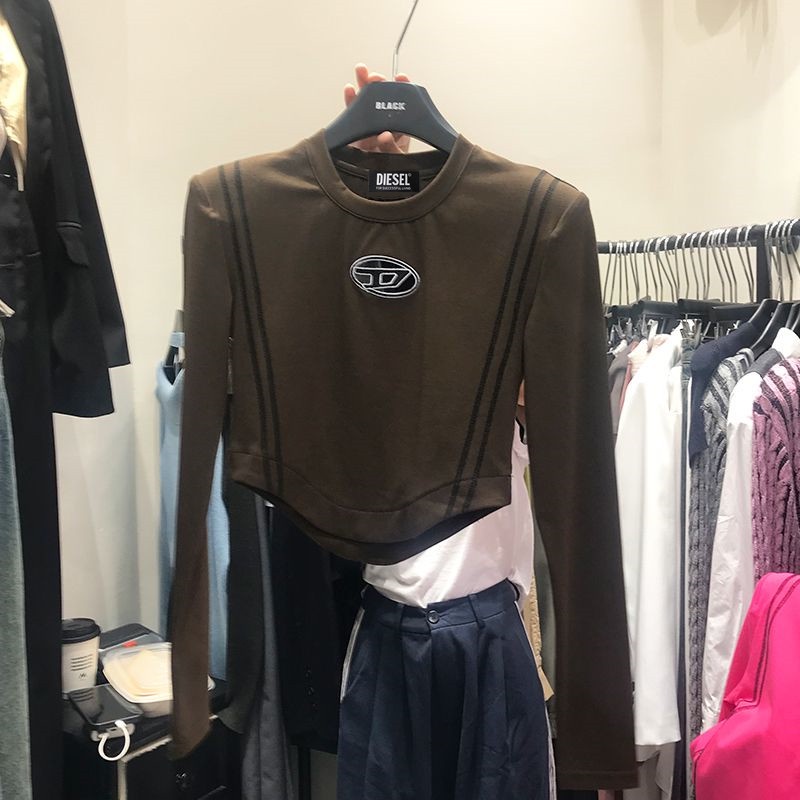 Áo Thun cotton Tay Dài Cổ Tròn Màu Trơn Dáng Ôm Thời Trang