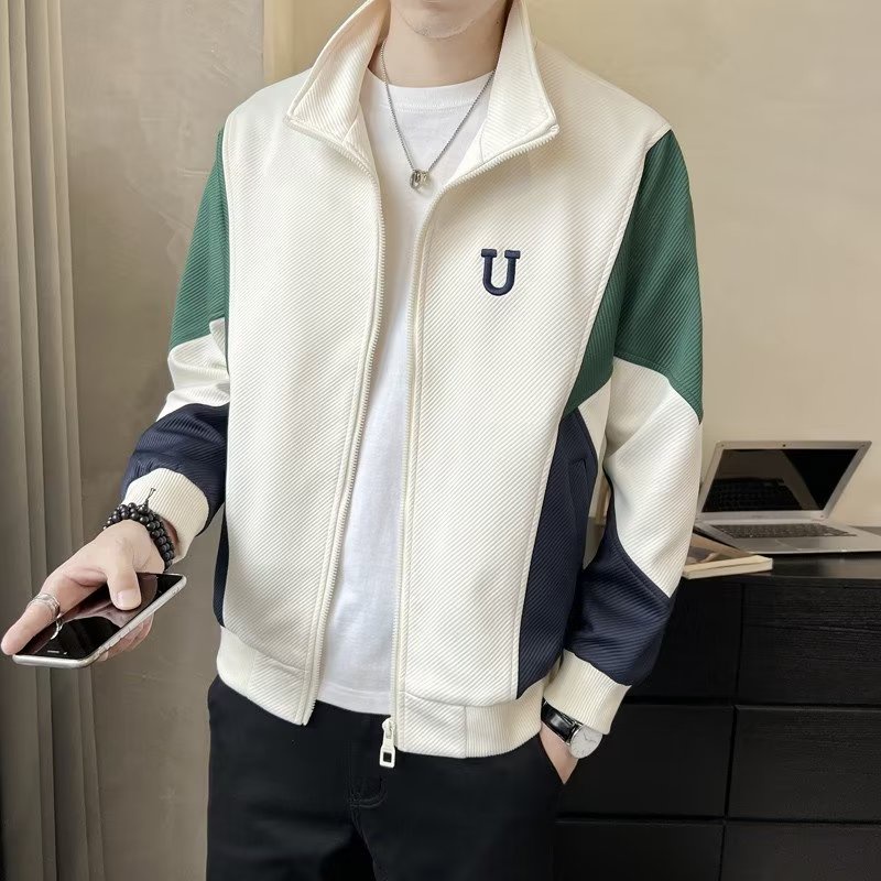 Áo Khoác Bóng Chày Cổ Đứng Phối Màu Tương Phản Thời Trang Cao Cấp Cho Nam