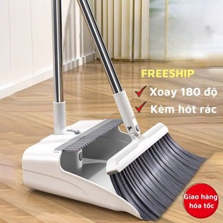 Chổi quét nhà gấp gọn xoay 180° kèm ky hốt rác cán dài thông minh cao cấp tiện dụng